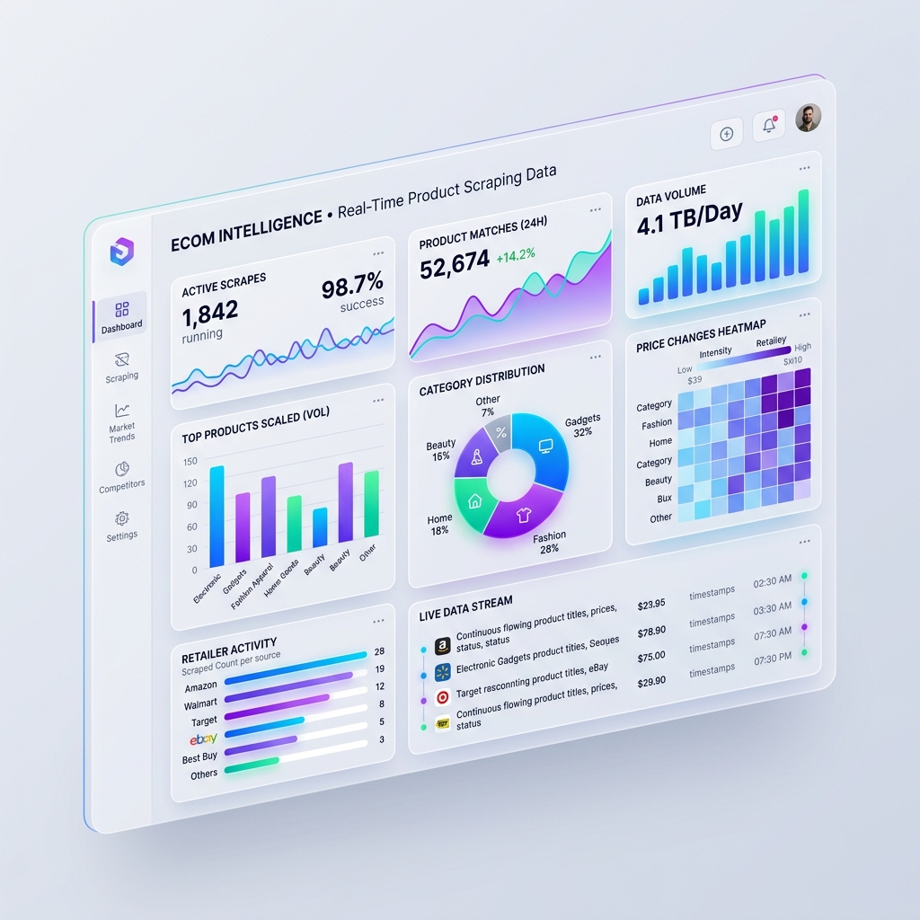 Blinkit Scraper Dashboard showing real-time analytics